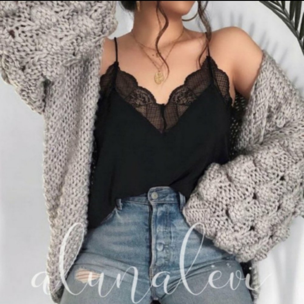 ❗SOLD❗Pom Sleeve Knit Cardigan Sweater - Picture 3 of 14